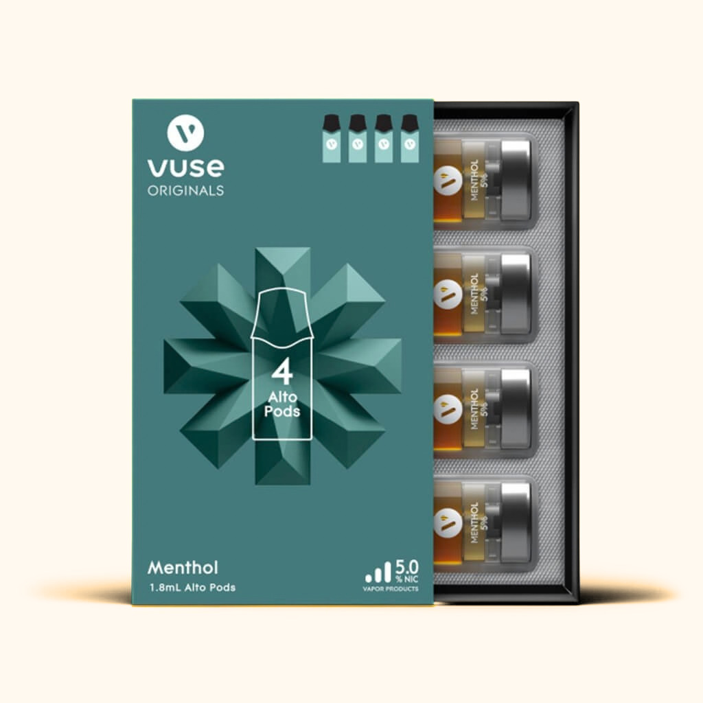 Vuse Alto Pods - 4 Pod - 5.0% - 5 Pack (MSRP $25.00ea)