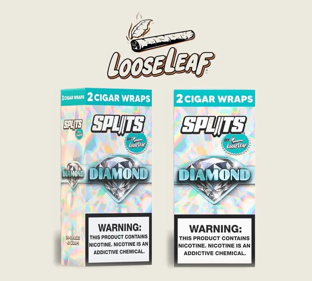 Looseleaf - Splits Tobacco Wraps (2ct) Box of 20 - Diamond (Pre-Priced or Unpriced)