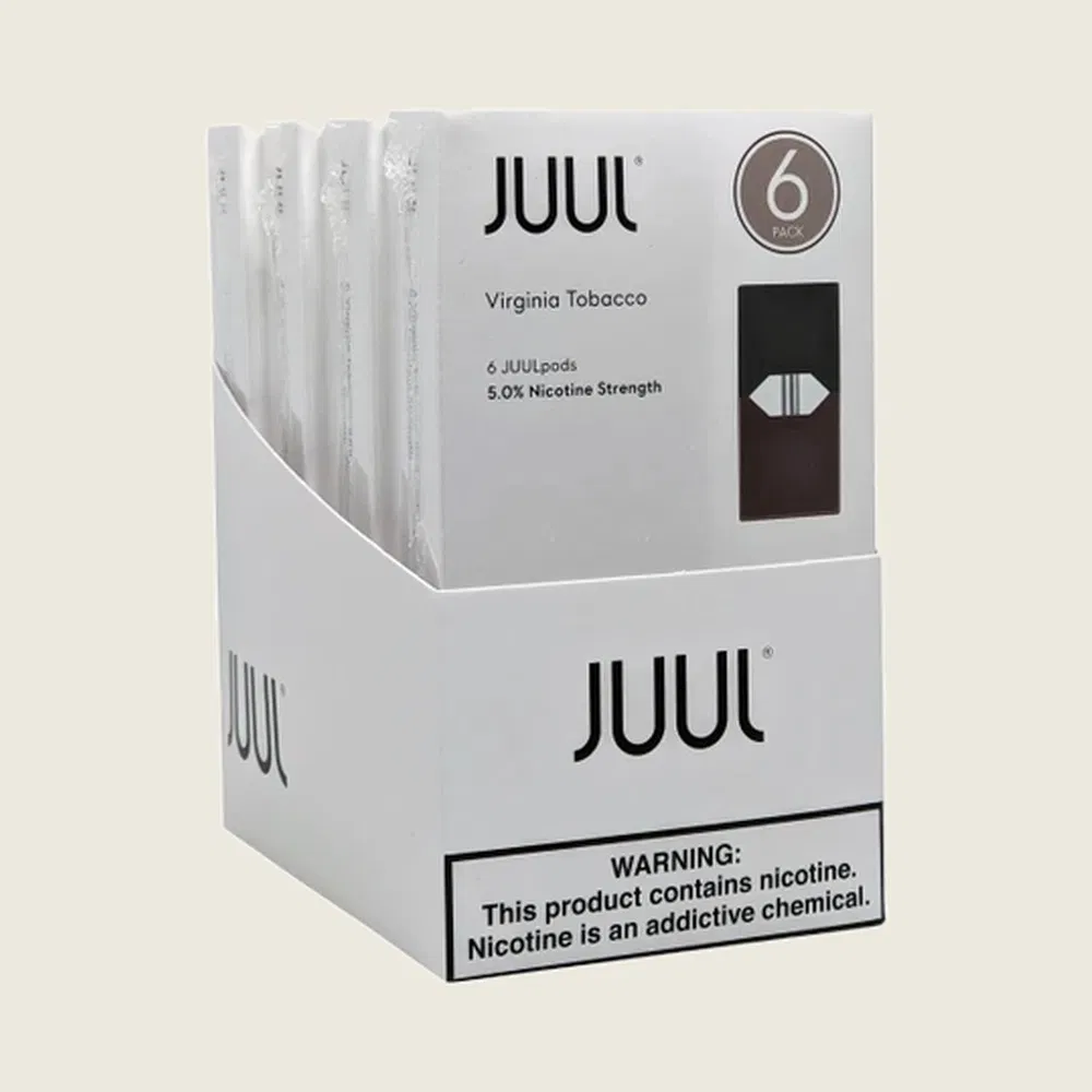Juul | 6-Facing Display Pre-Filled Virginia & Menthol | Silver Device Kit (MSRP $853.92)